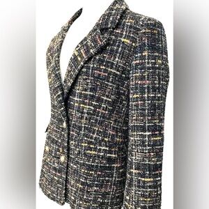 Rachel Zoe‎ Parisian Chic Multicolor Tweed Blazer Gold Button Jacket Small